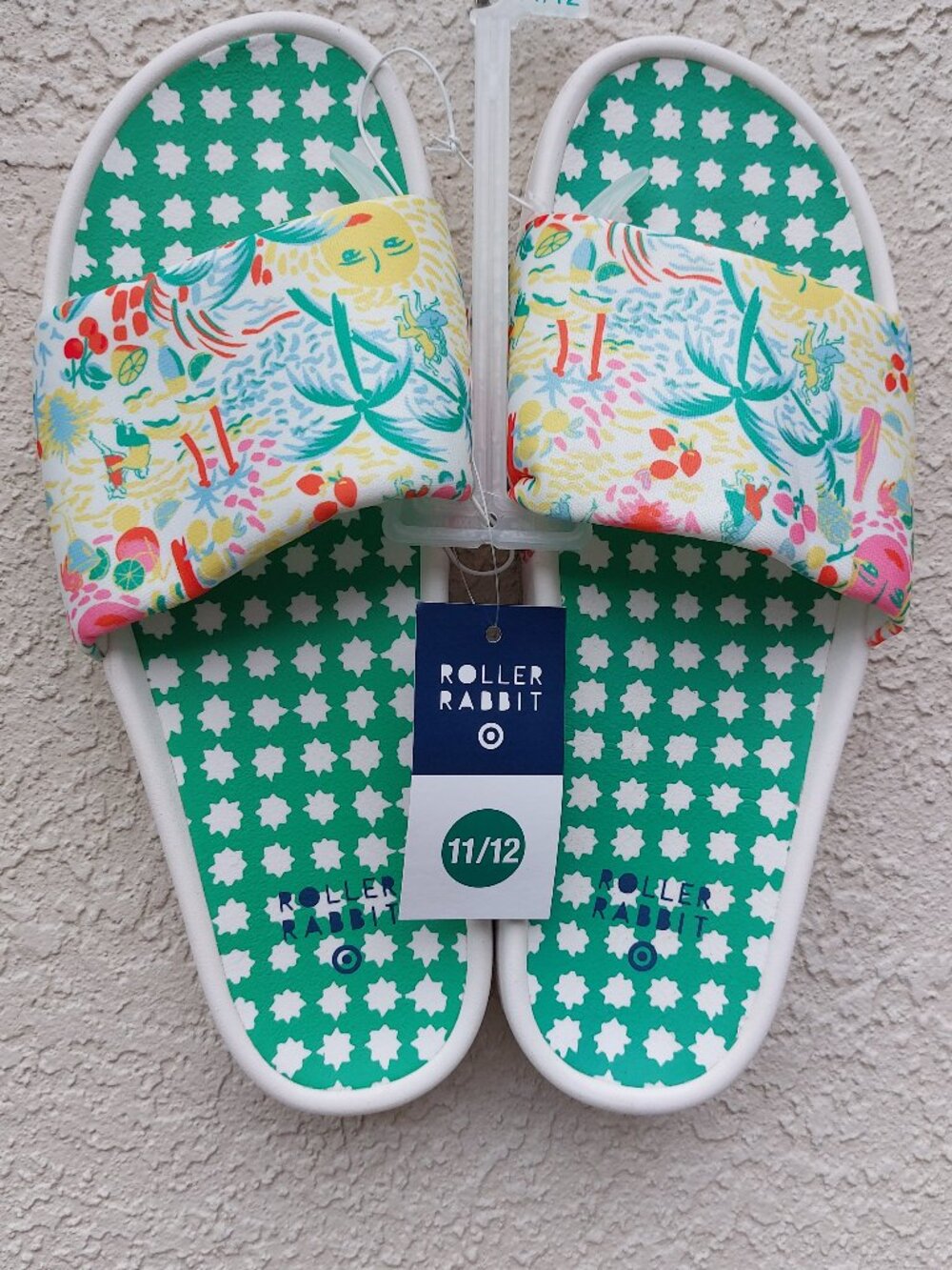 NWT Roller Rabbit x Target Vacation Star Geo Slide Sandals & Blue Floral Sz 12